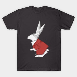 Origami White Bunny with Red Shirt _ Bunniesmee T-Shirt